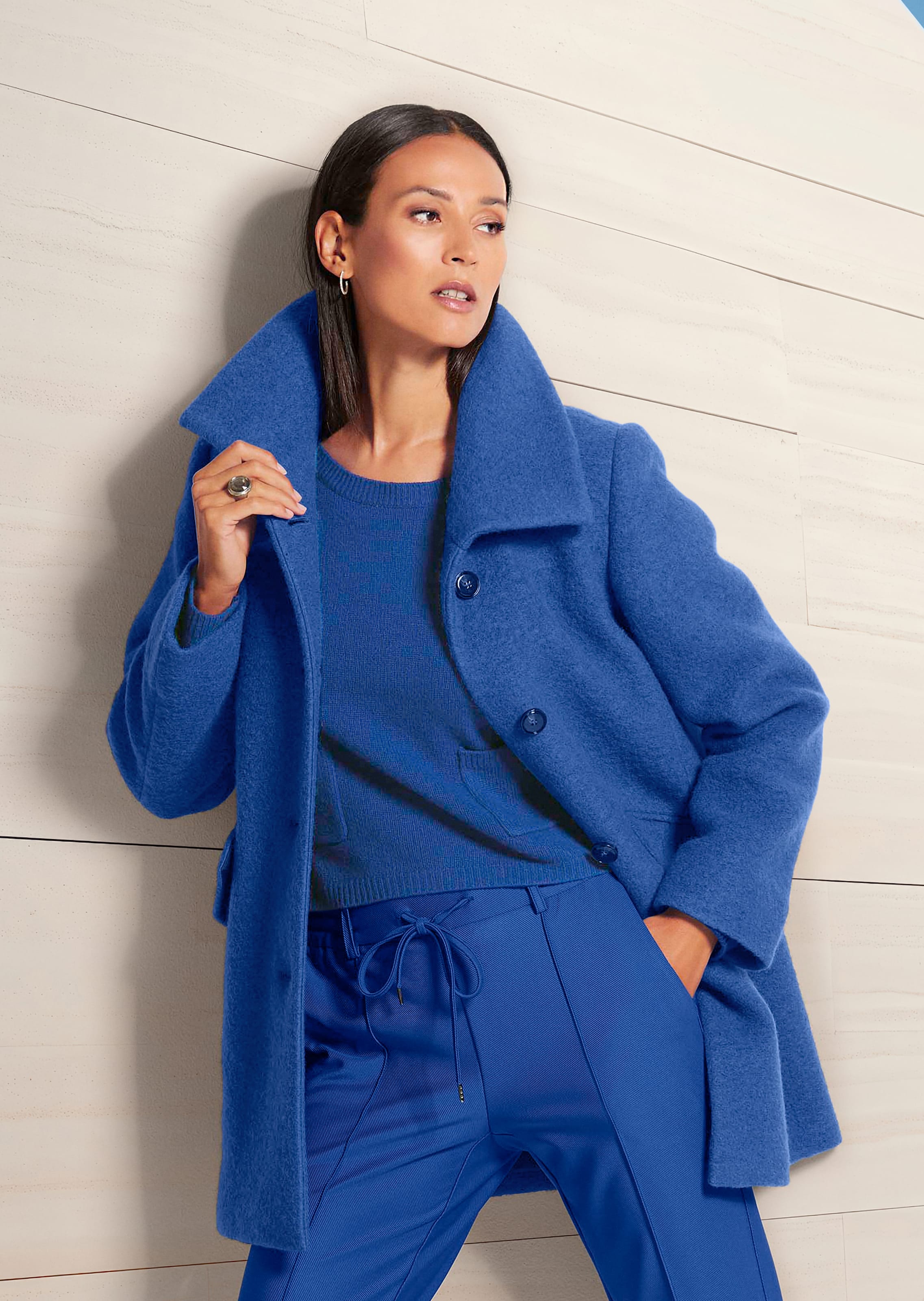 Manteau court en mélange de laine