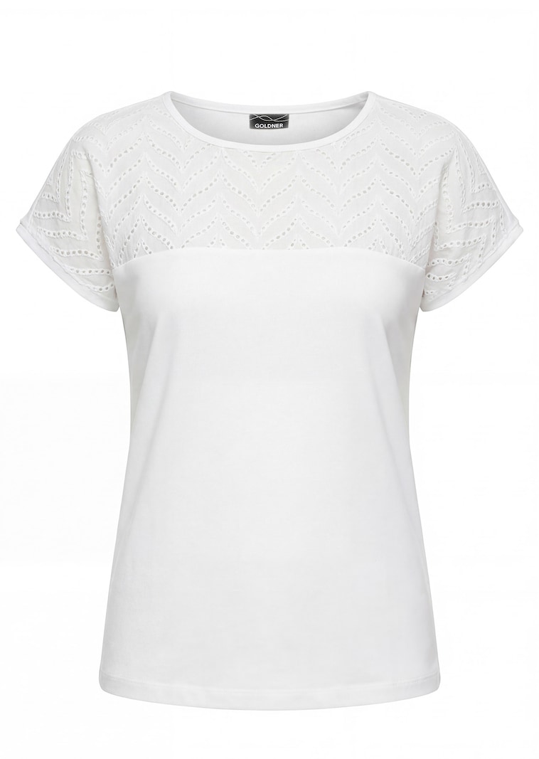 T-shirt avec dentelle en coton et jersey