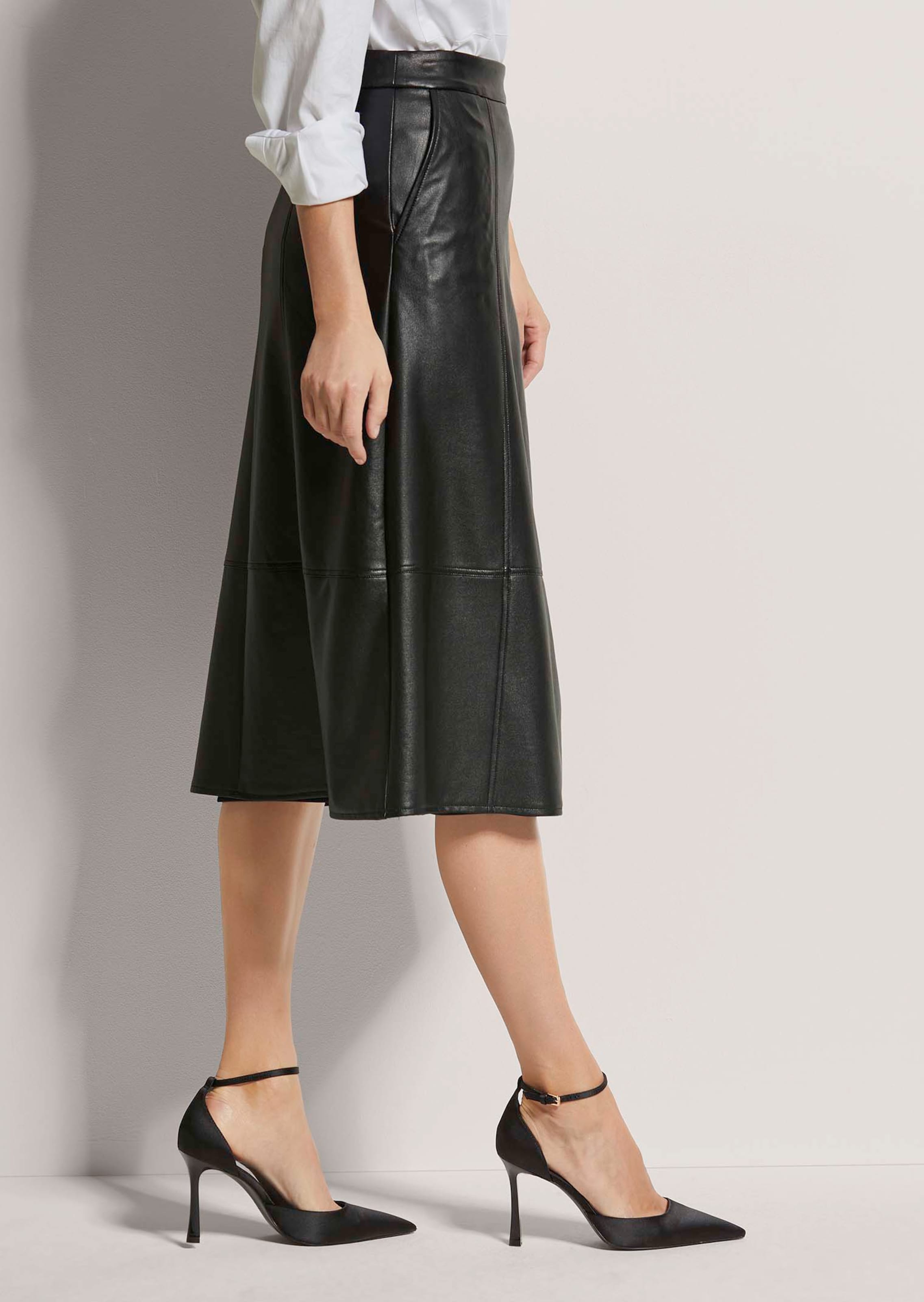 Leather look midi A-Line skirt thumbnail 5