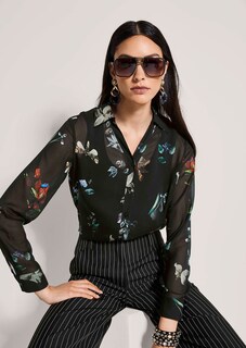 Transparente Druckbluse mit V-Ausschnitt thumbnail 4