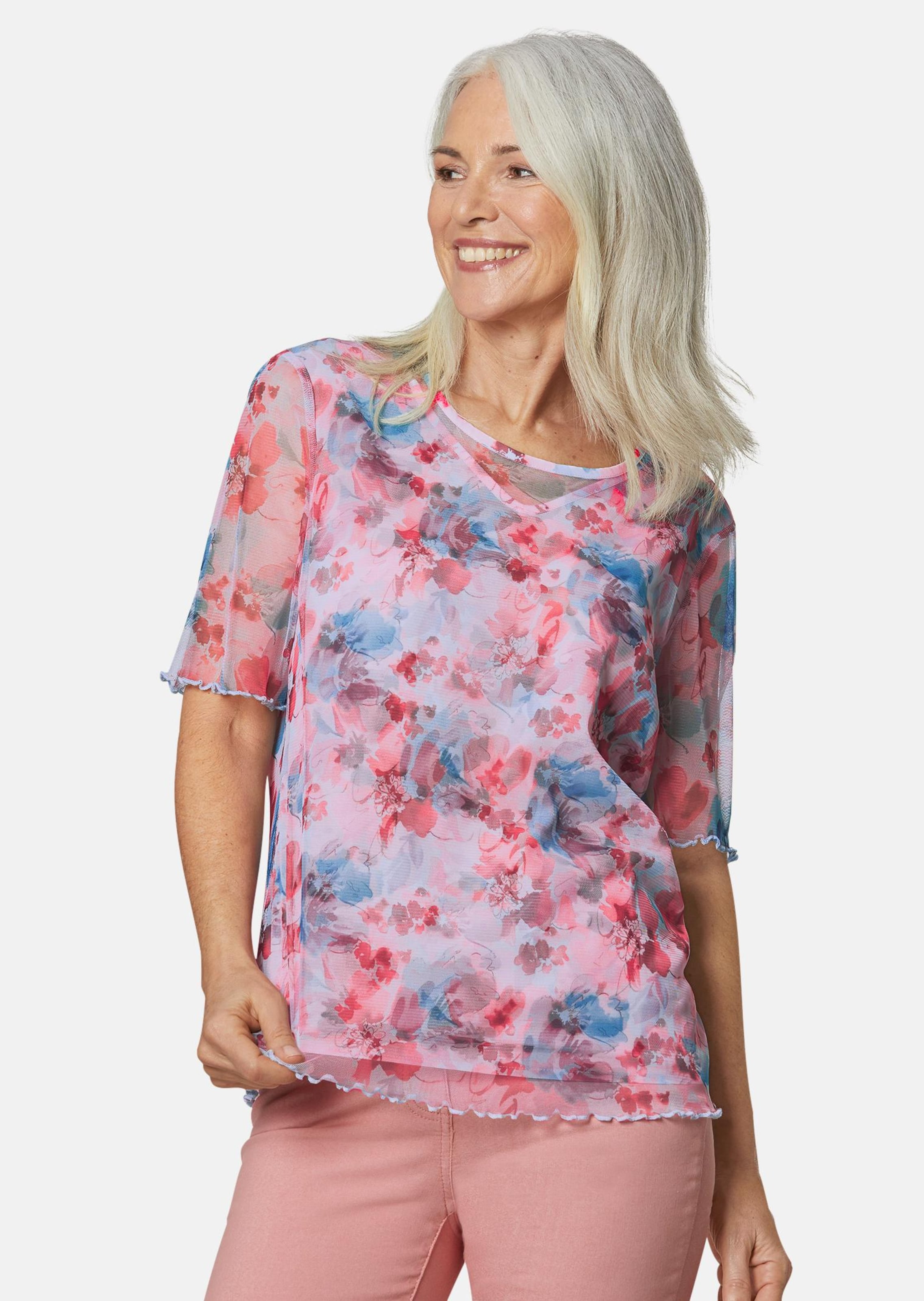 Gedessineerde blouse van heerlijk zacht mesh