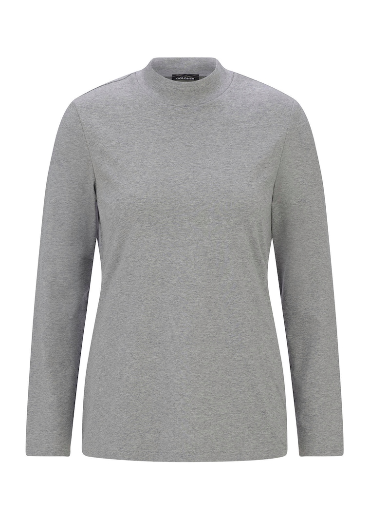 Langarmshirt mit Stehkragen aus Baumwolle