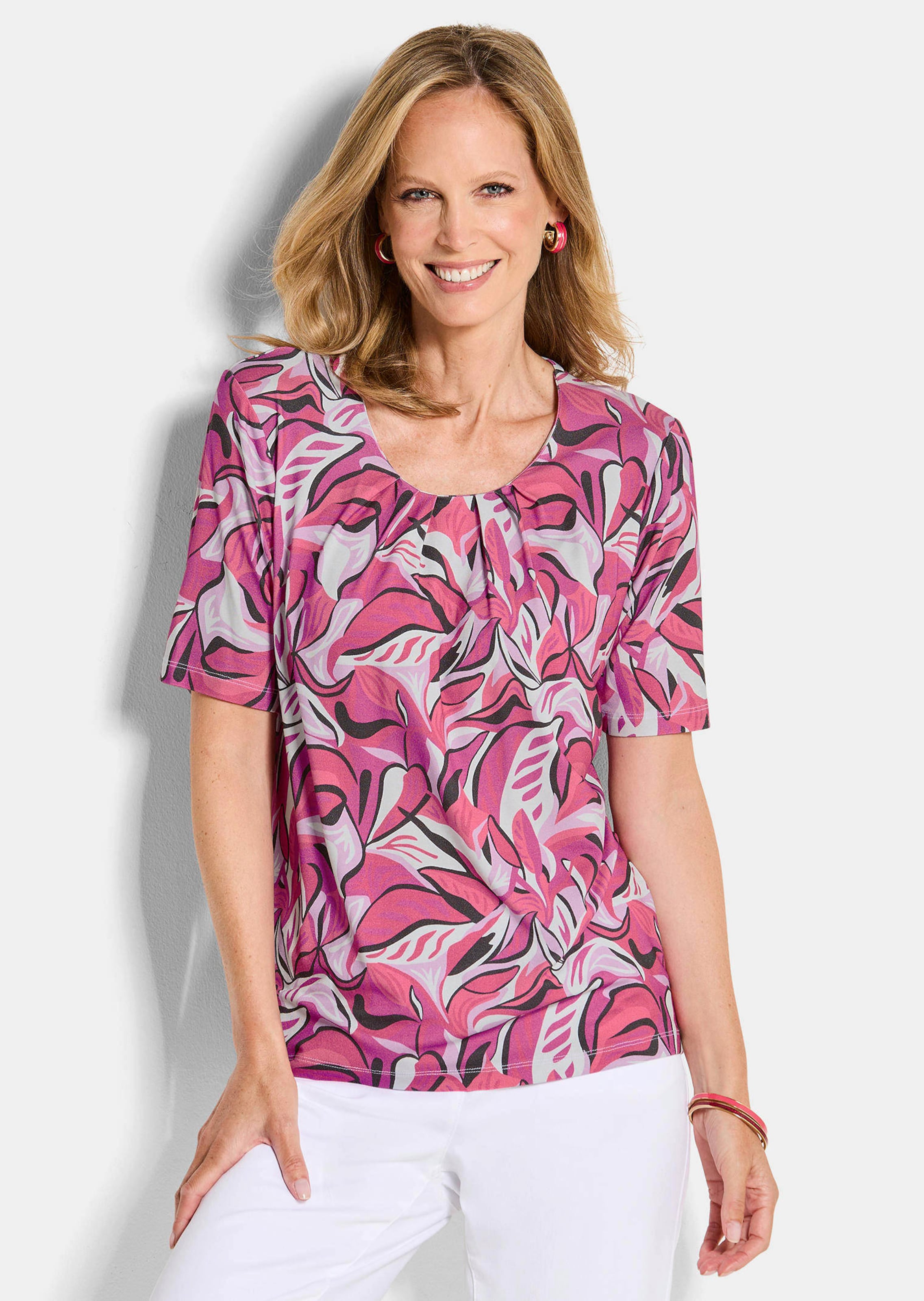 Jersey shirt met bladerprint