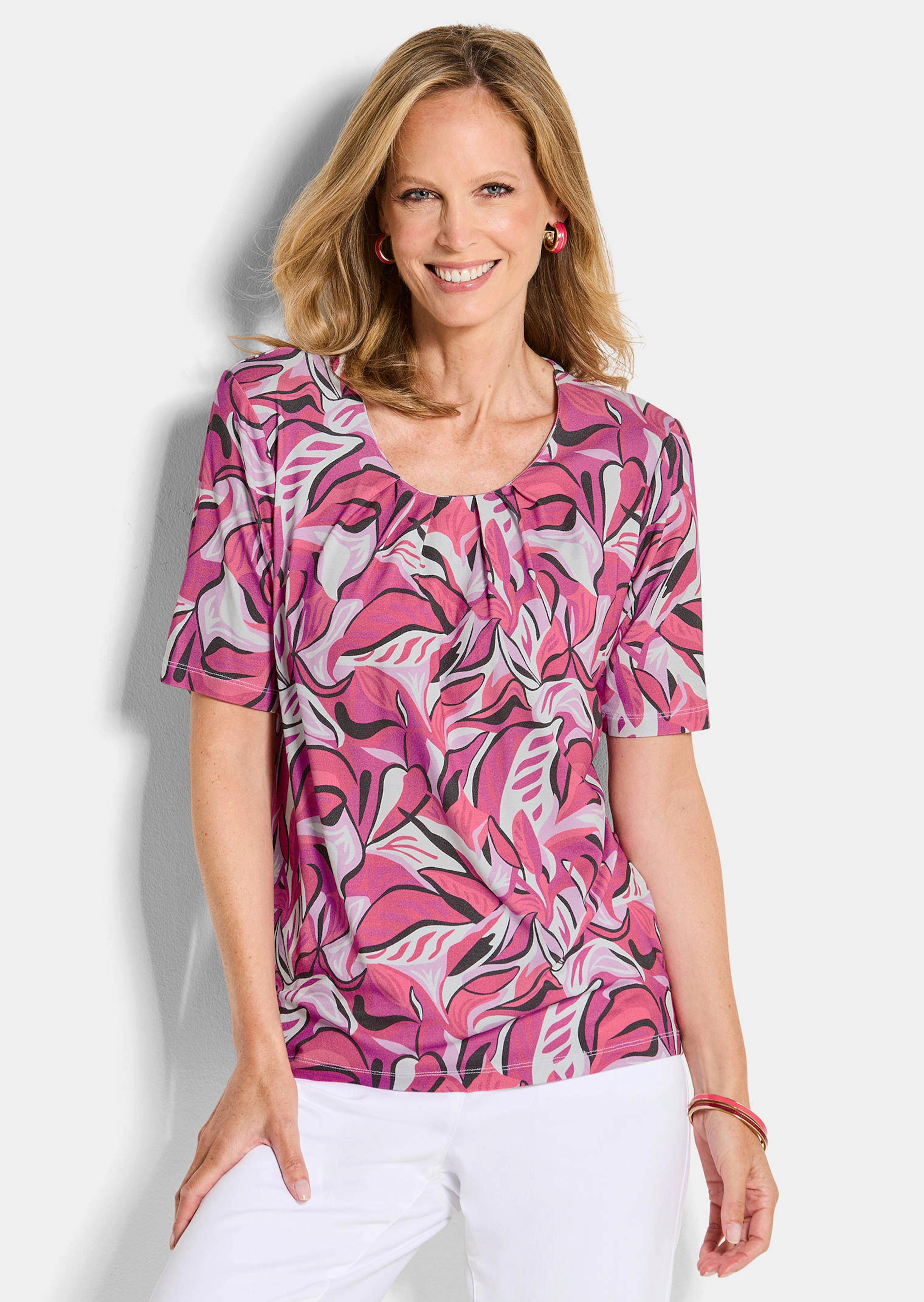 Jersey shirt met bladerprint