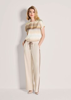 Broek met zijstreep en crêpe-look thumbnail 3
