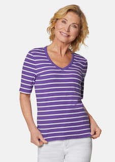 T-shirt rayé en douce maille interlock thumbnail 1