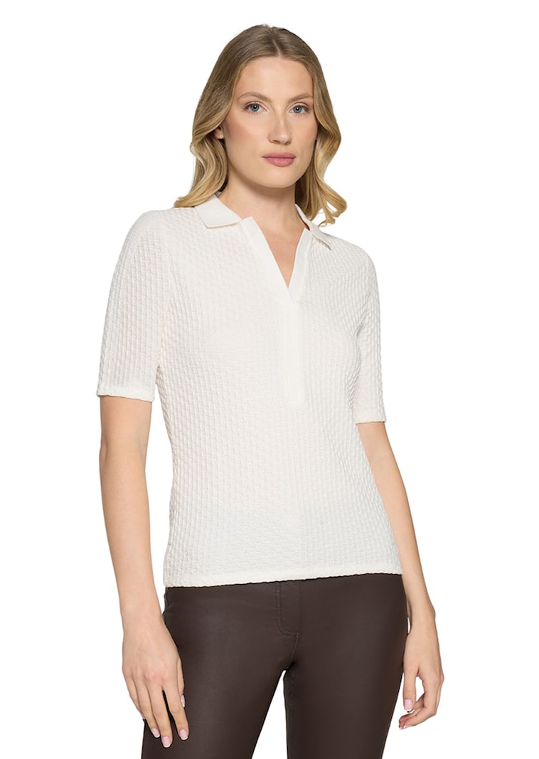 Struktur-Poloshirt mit Strickkragen