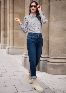 Kurze Boxy-Bluse mit Millefleurs-Print thumbnail 1