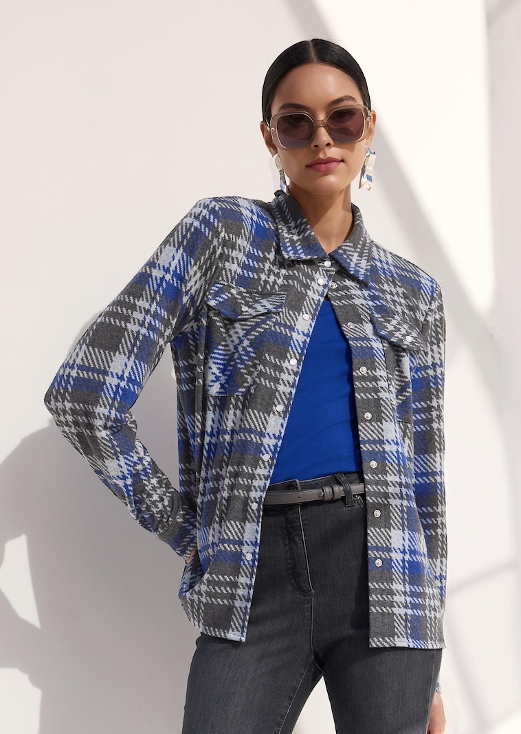 Chemise à carreaux décontractée avec boutons-pression