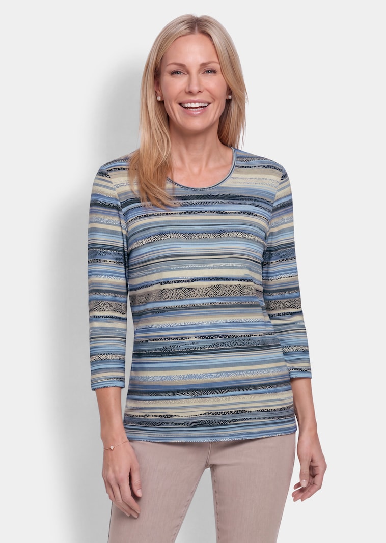 Viskoseshirt mit Streifen im Ethno-Look