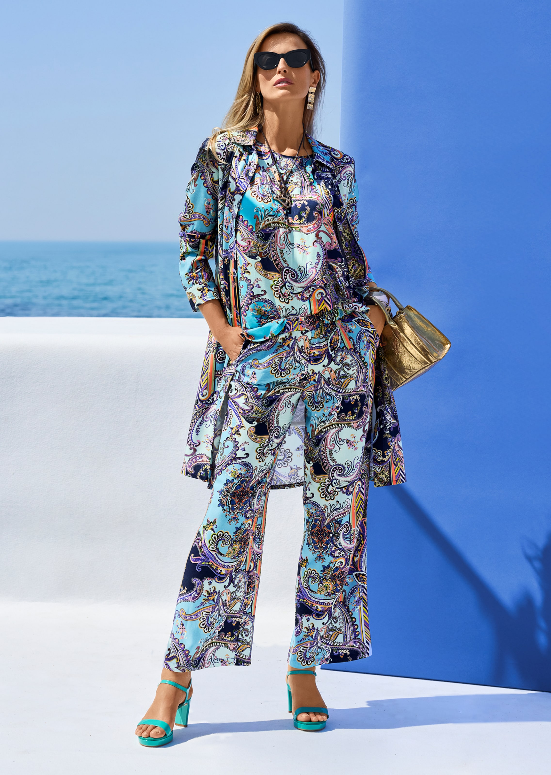 Weite Sommerhose mit Unikat-Print