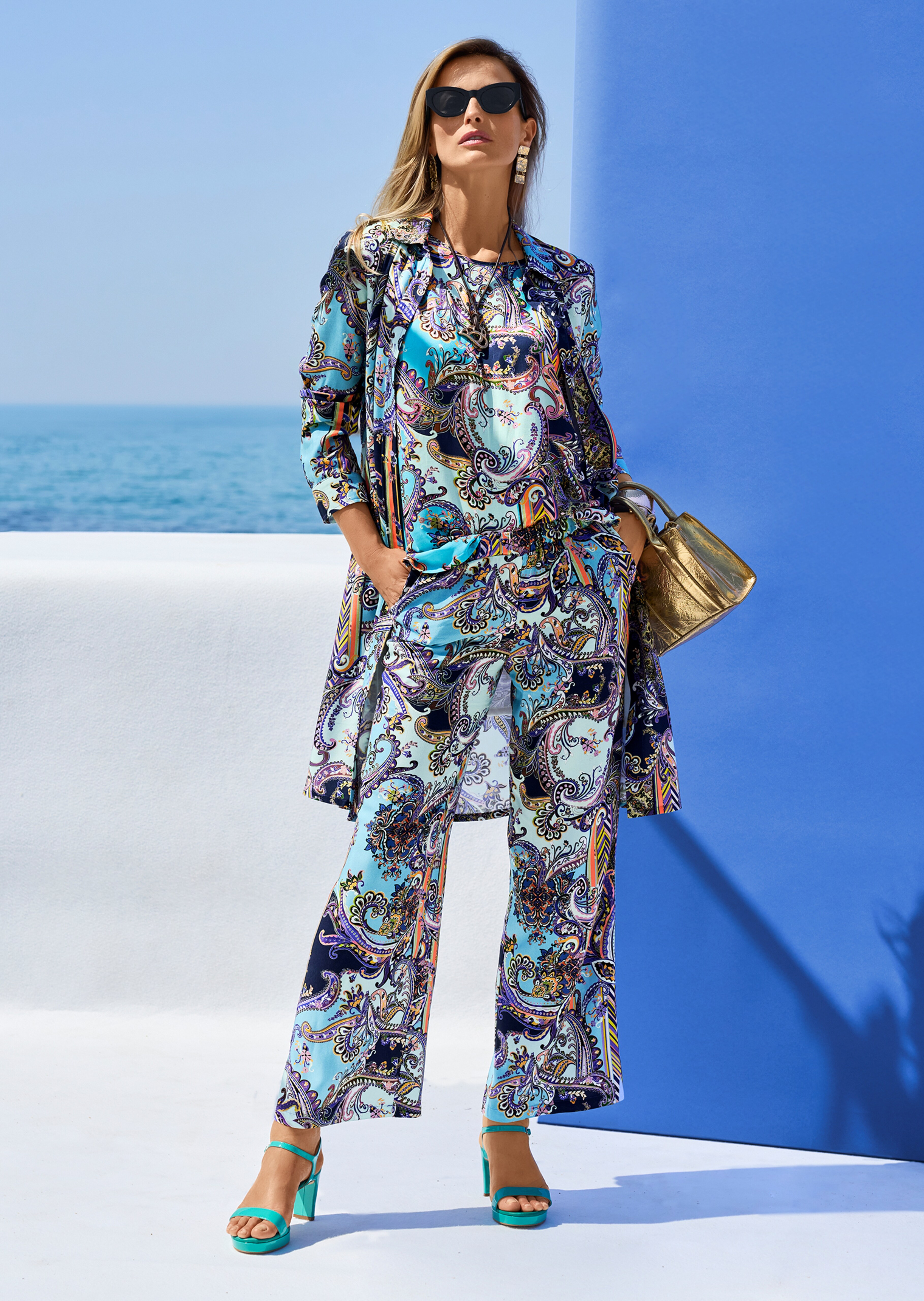 Weite Sommerhose mit Unikat-Print