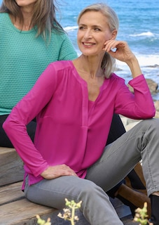 Blusenshirt mit Chiffon-Einsatz thumbnail 7