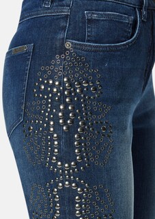 Schlanke Stretch-Jeans mit glanzvollen Nieten thumbnail 6