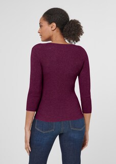 Rib knit jumper with close-fitting design and 3/4-length sleeves thumbnail 3
