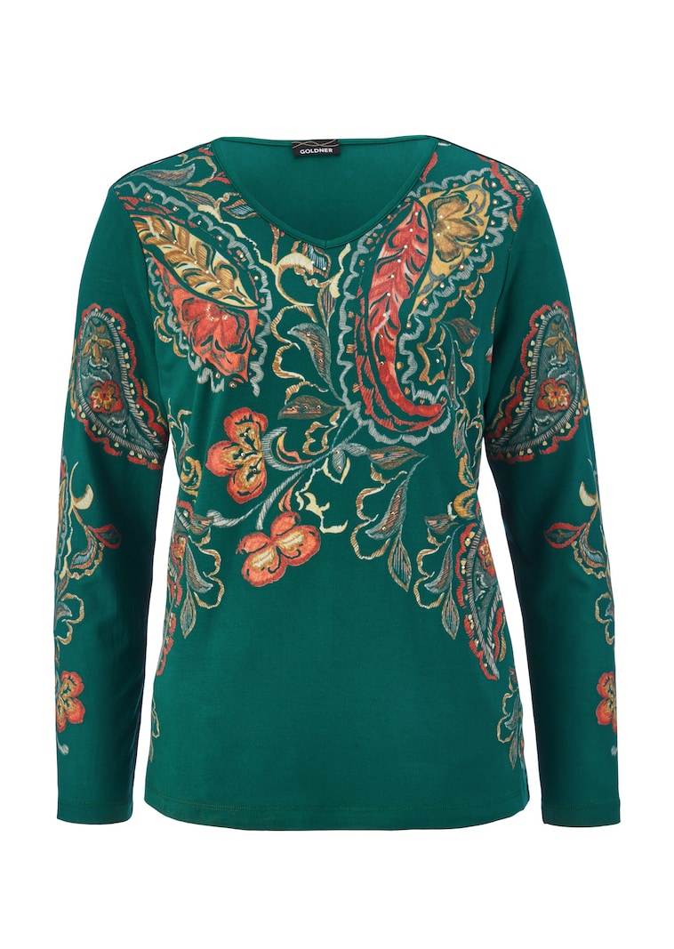 Pitkähihainen paita, jossa on paisley-kuviointi
