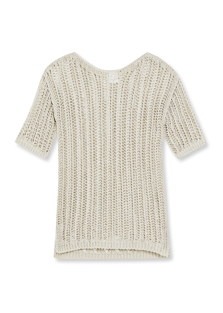 Ajour jumper made from fine Italian ribbon yarn
