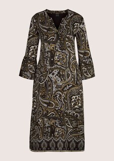 Paisley jurk in H-lijn en met volant mouwen thumbnail 7
