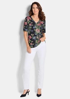 Florales Jersey-Shirt mit Raffungen thumbnail 2