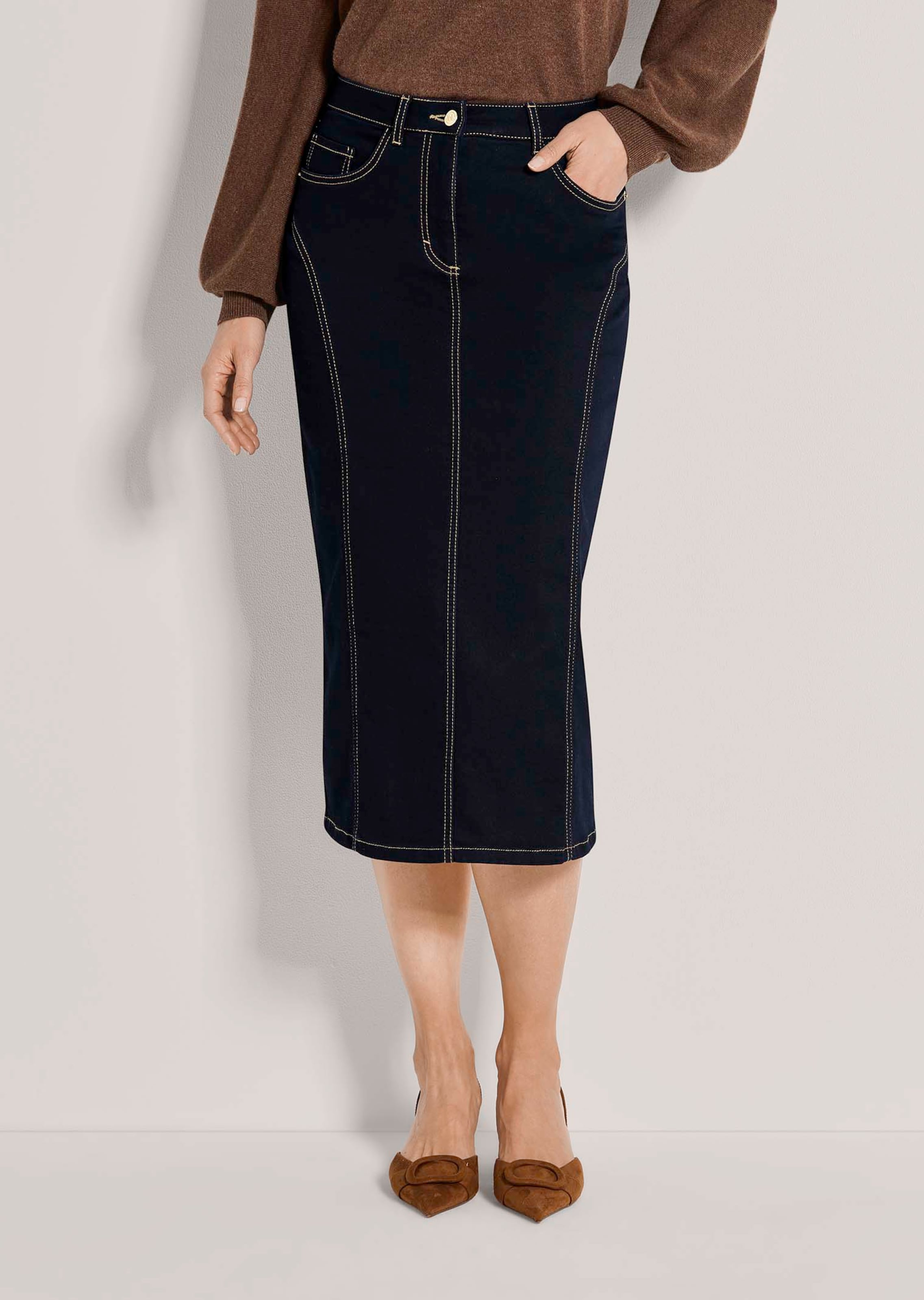 Jeansrok in een lang koker model