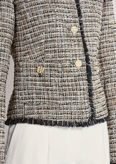 Tweedblazer mit Fransendetails und Glanzgarn thumbnail 6