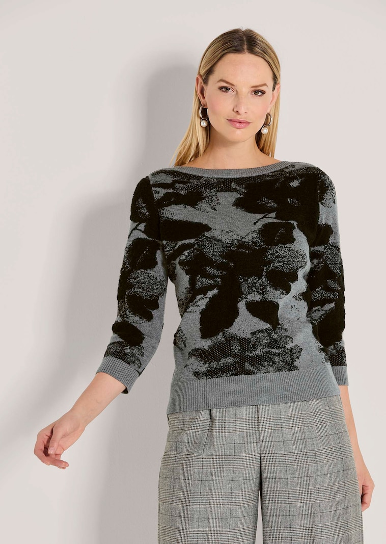 Jacquard jumper with 3/4-length sleeves