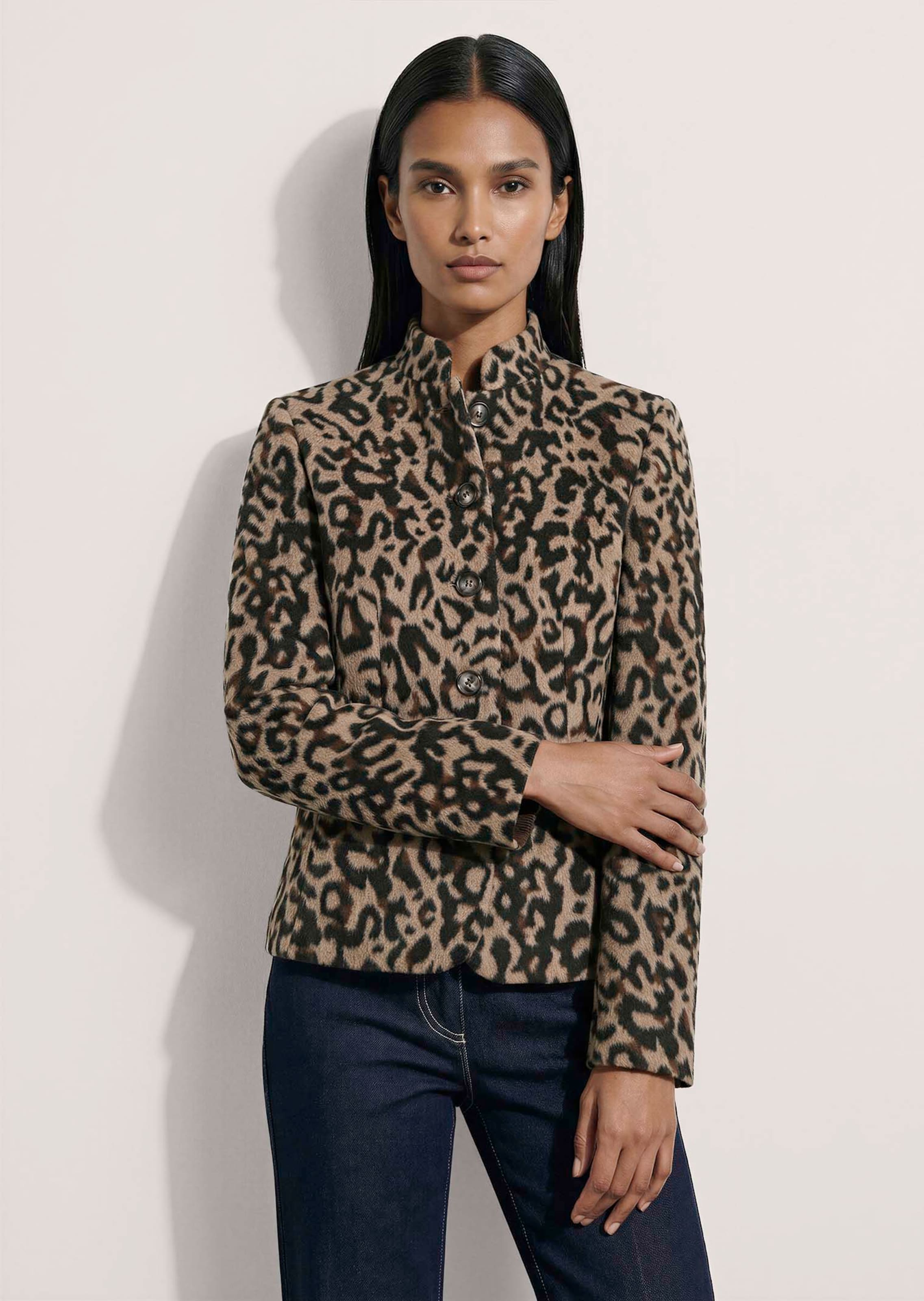 Blazer jacquard avec motif léopard