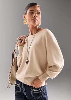 Cashmere jumper with batwing sleeves thumbnail 1