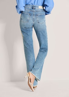 Jean bootcut à broderie et ourlet à franges thumbnail 4