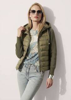 Steppjacke mit Strickärmeln und Kapuze thumbnail 6