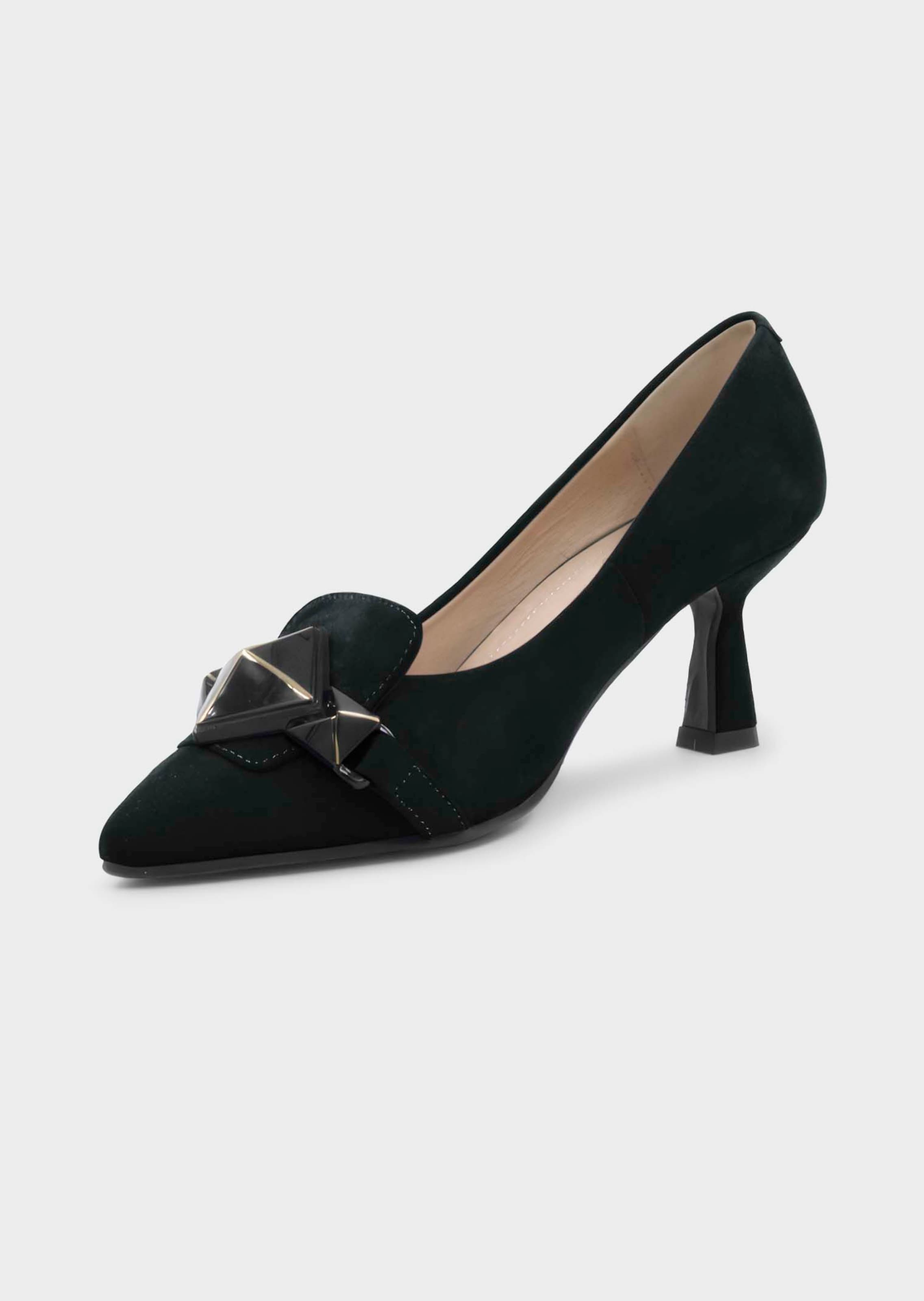 Wildleder-Pumps mit Schmuckelement