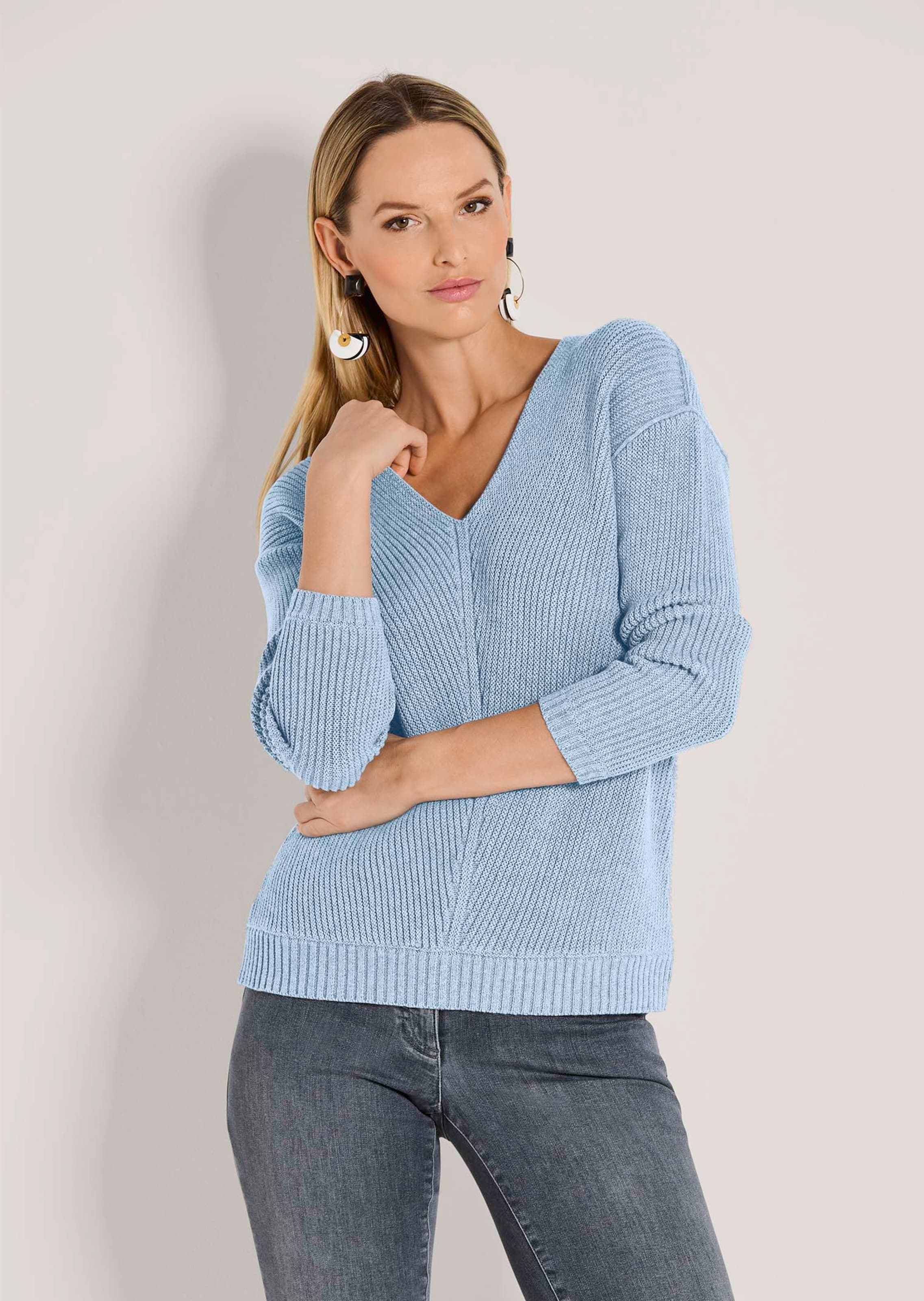 Langarm-Pullover mit V-Ausschnitt