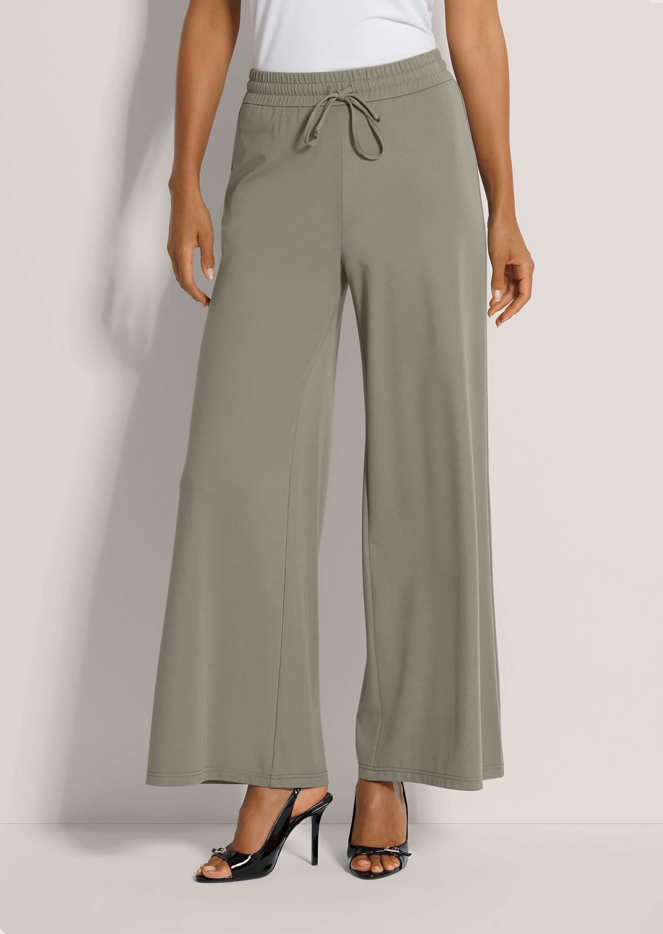Casual jerseybroek met wijde pijpen