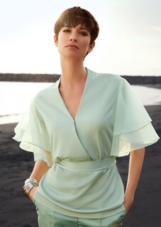 Bluse im Metallic-Look mit transparenten Ärmeln thumbnail 1