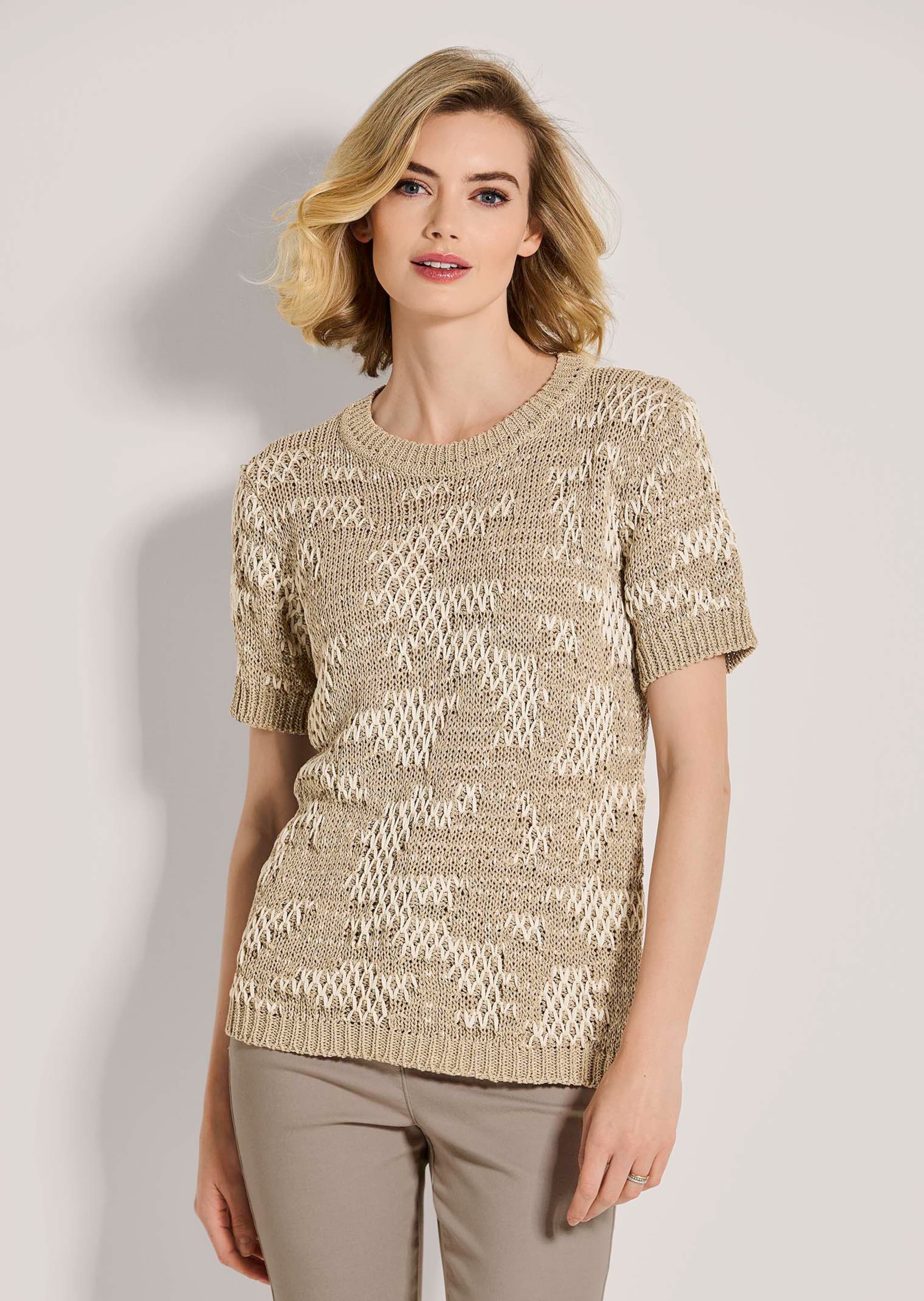 Halbarm-Pullover mit Glanz-Akzenten