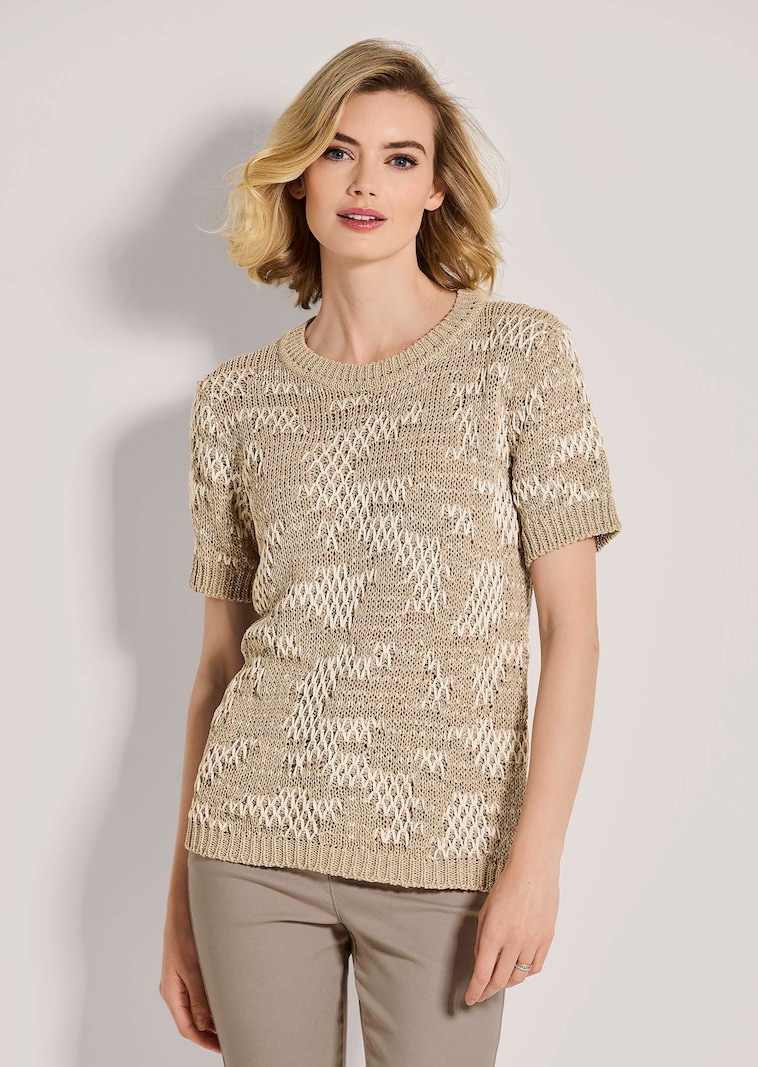 Halbarm-Pullover mit Glanz-Akzenten