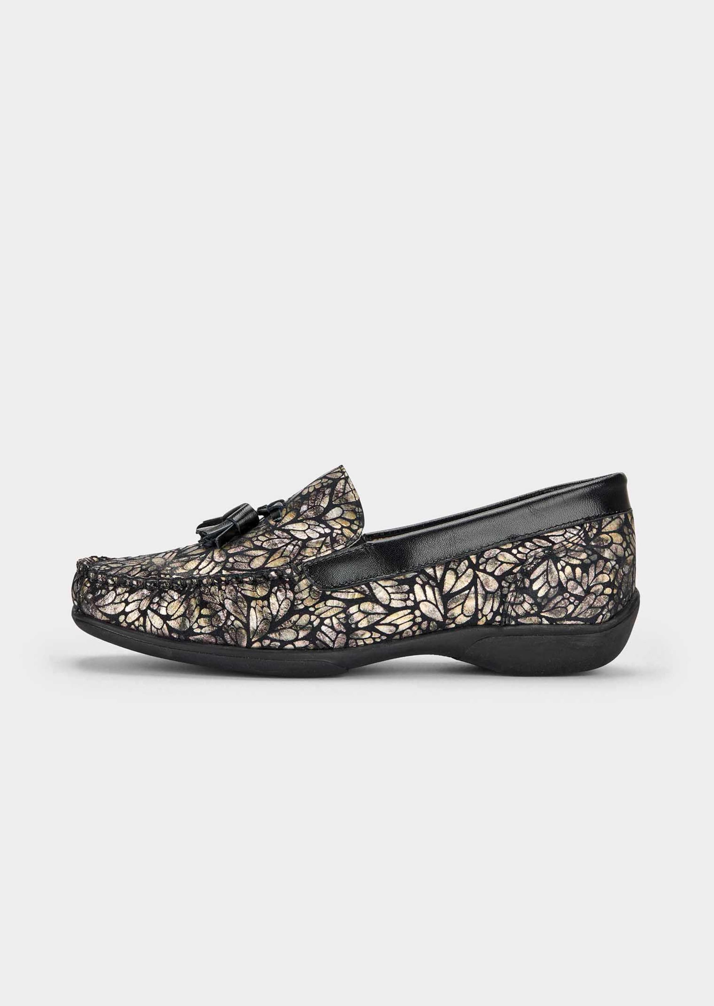Mocassins en cuir gaufré avec pampille décorative