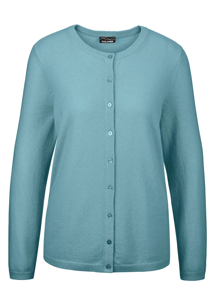 Kaschmirstrickjacke mit Rundhalsausschnitt