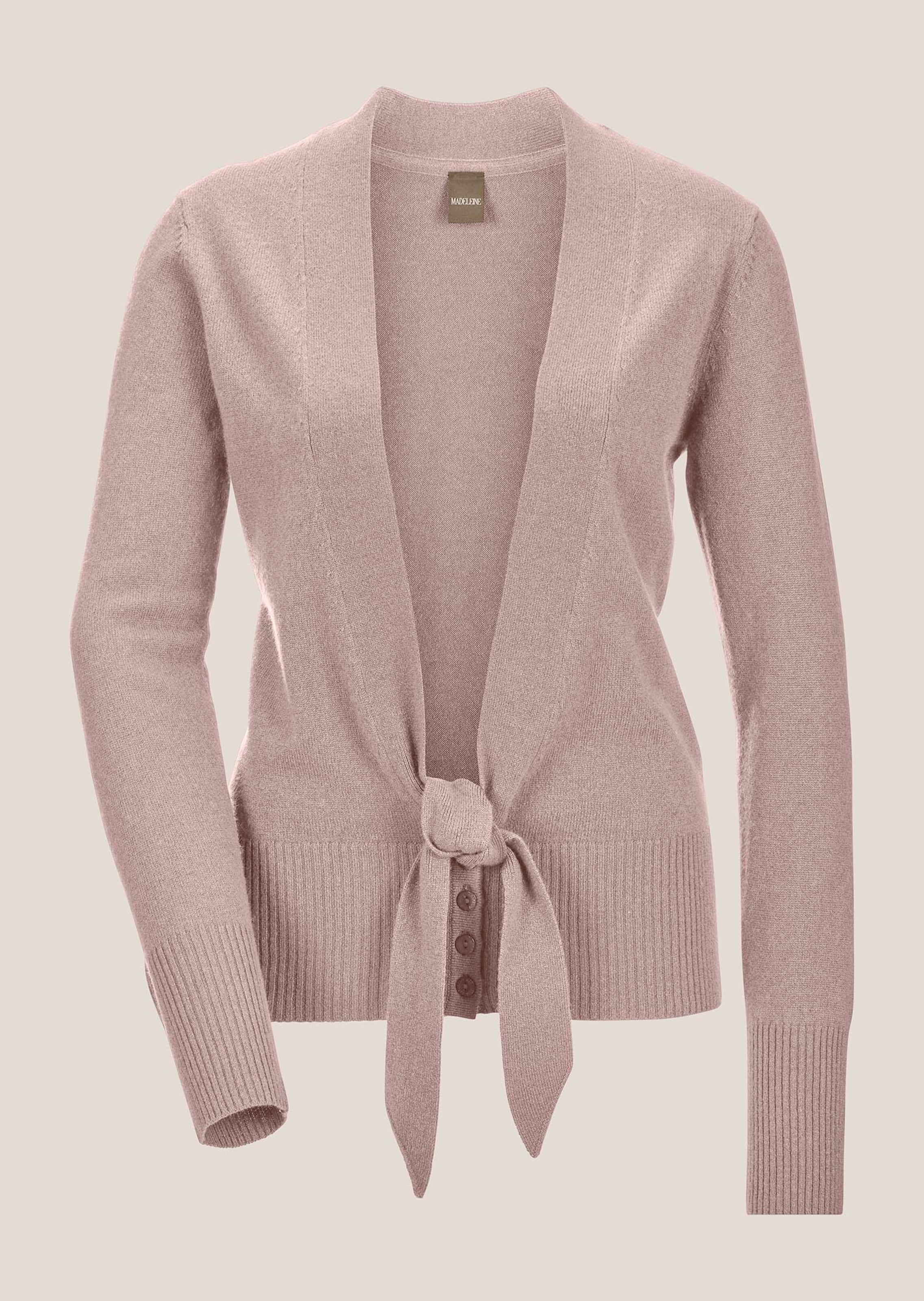 Kaschmir-Strickjacke mit tiefem V-Ausschnitt und Bindeband thumbnail 7