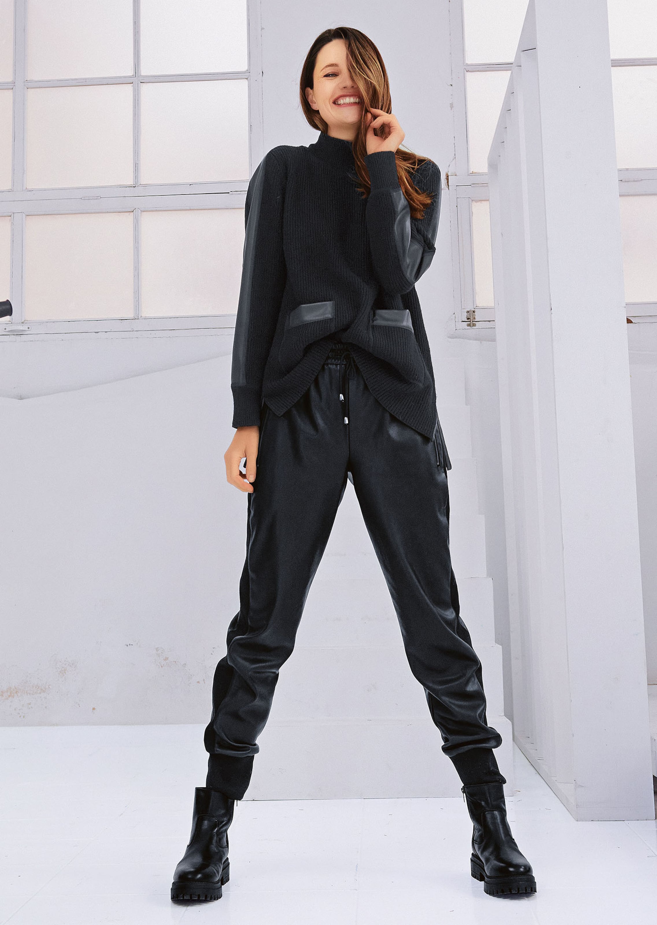 Pullover mit Fake-Leder