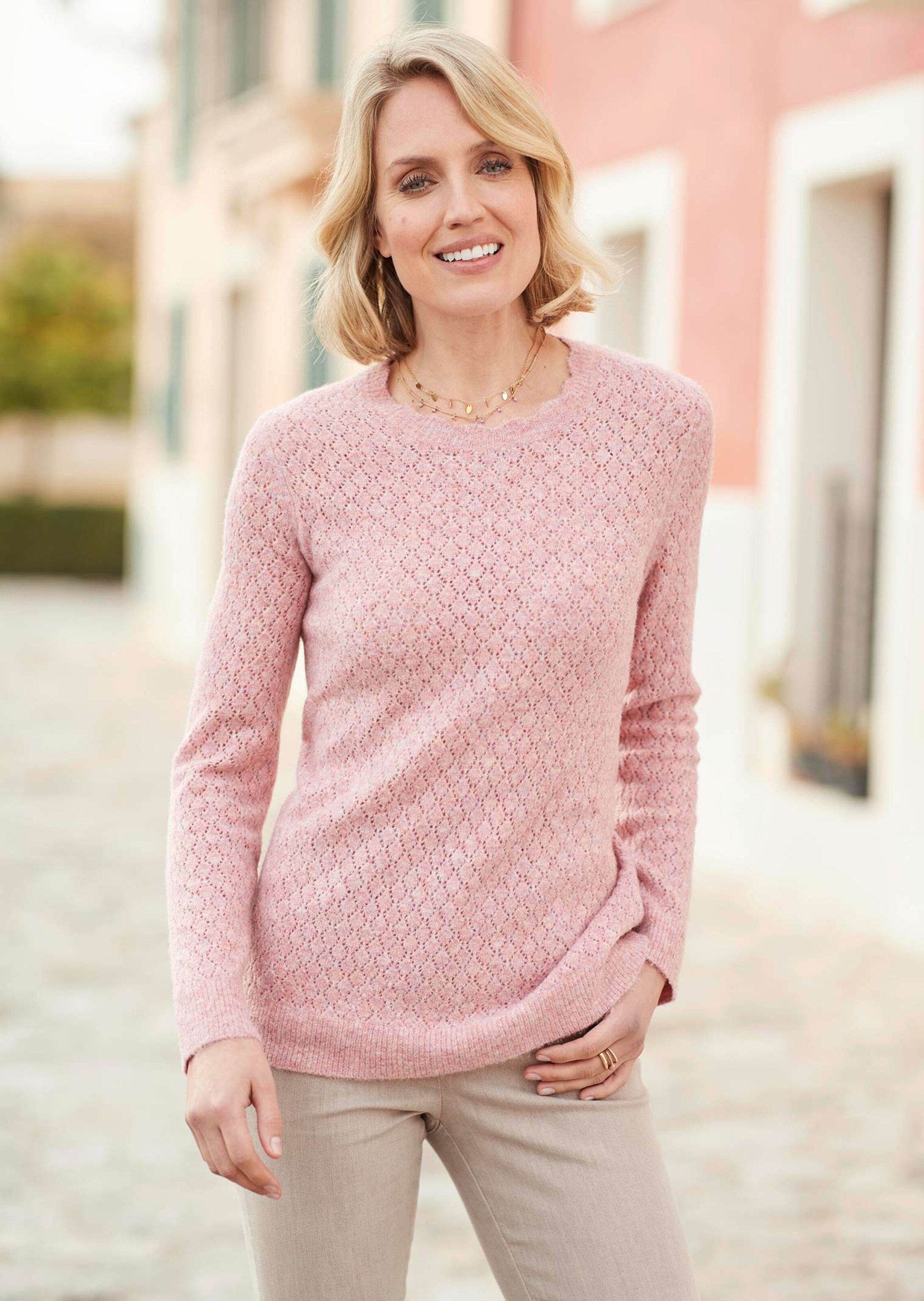 Elegante ajour pullover van eersteklas gemêleerd garen thumbnail 5