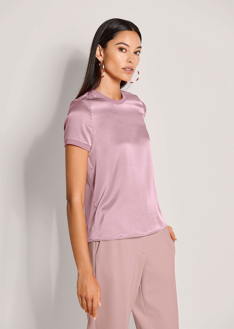 Blusenshirt aus Seide mit Rippenblenden
