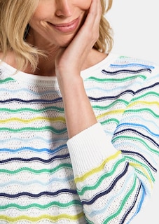 Onderhoudsarme tricot pullover met golfpatroon thumbnail 5