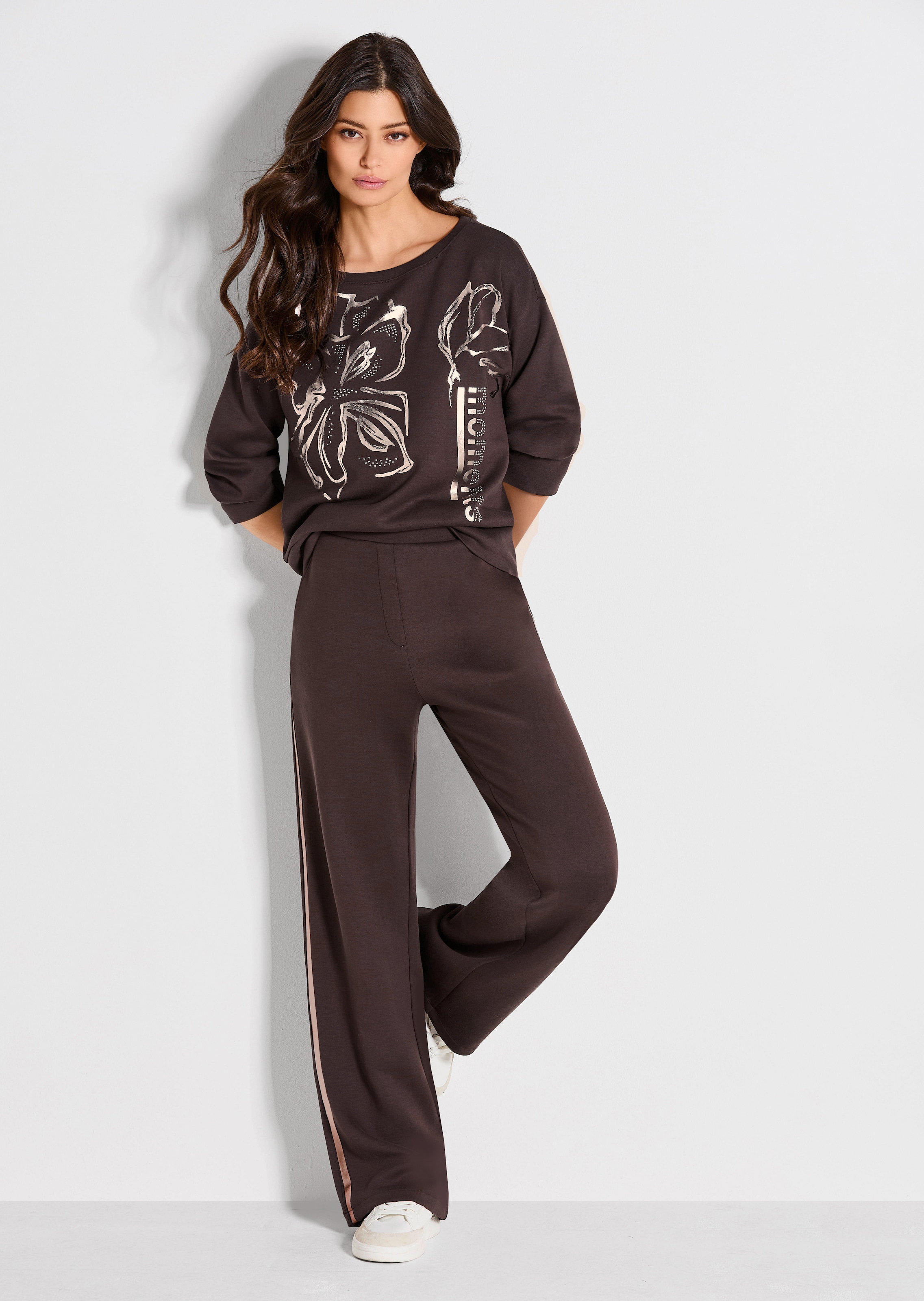 Sweatshirt mit floralem Metallic-Print