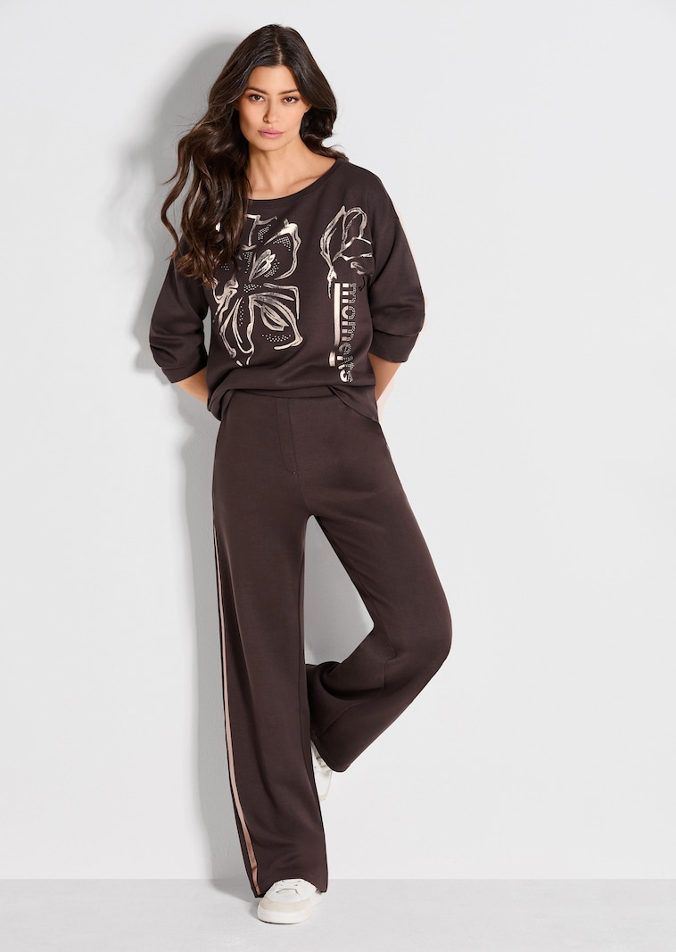 Sweatshirt met bloemenprint in metallic