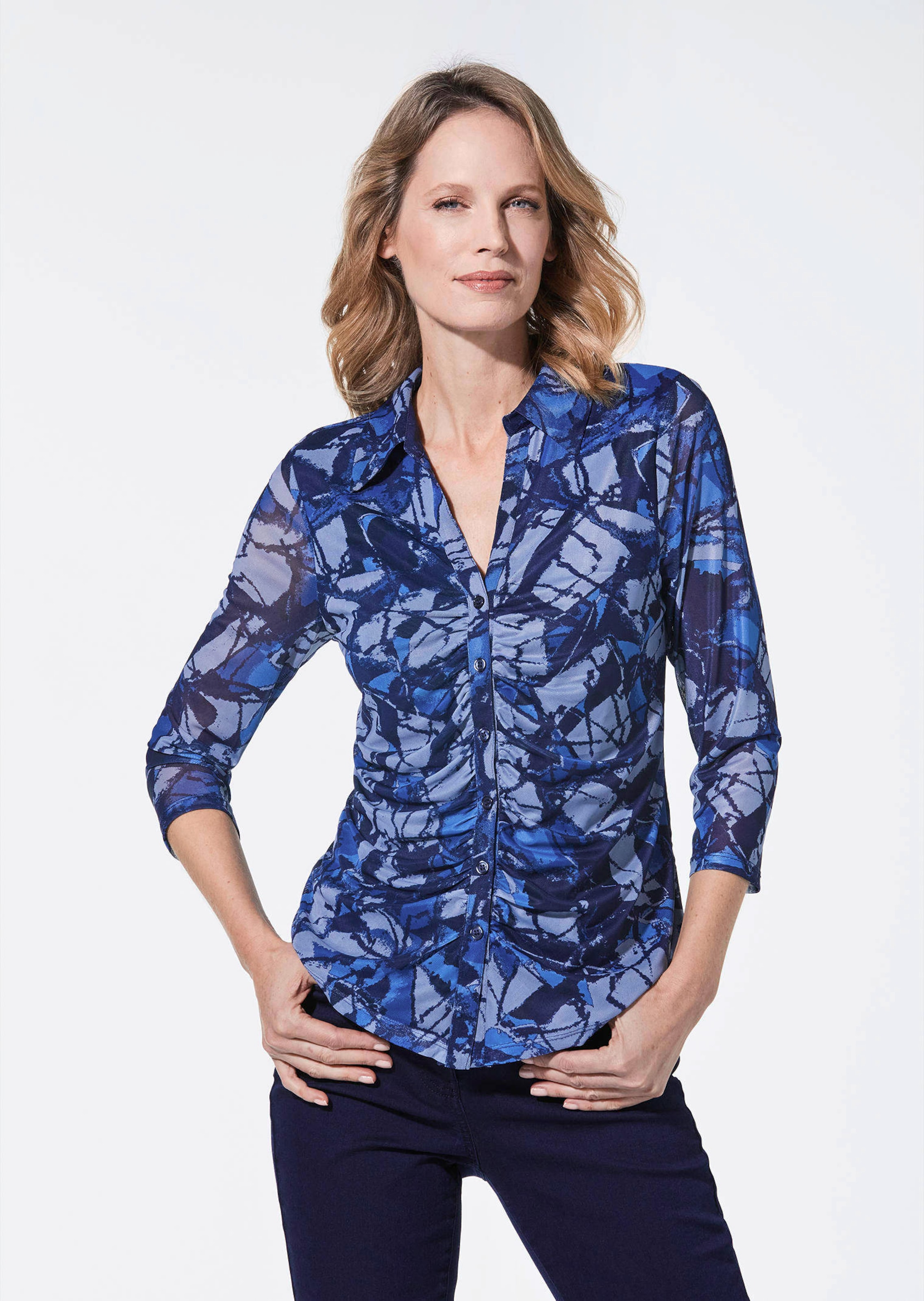 Elegante Bluse mit transparenten 3/4-Ärmeln