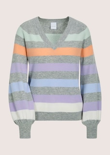 Gestreifter Pullover mit V-Ausschnitt thumbnail 7