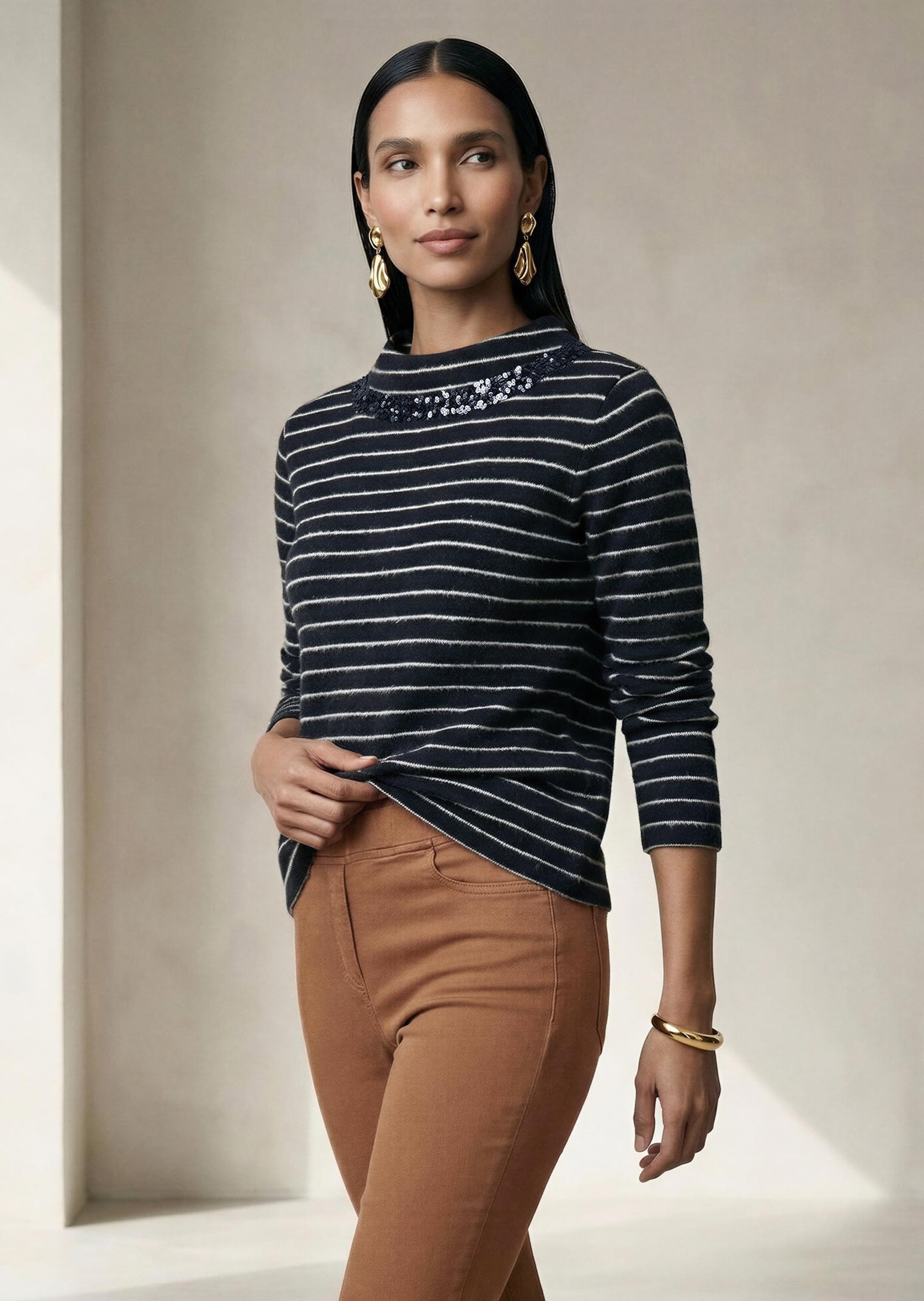 Sweatshirt mit Streifen und Pailletten