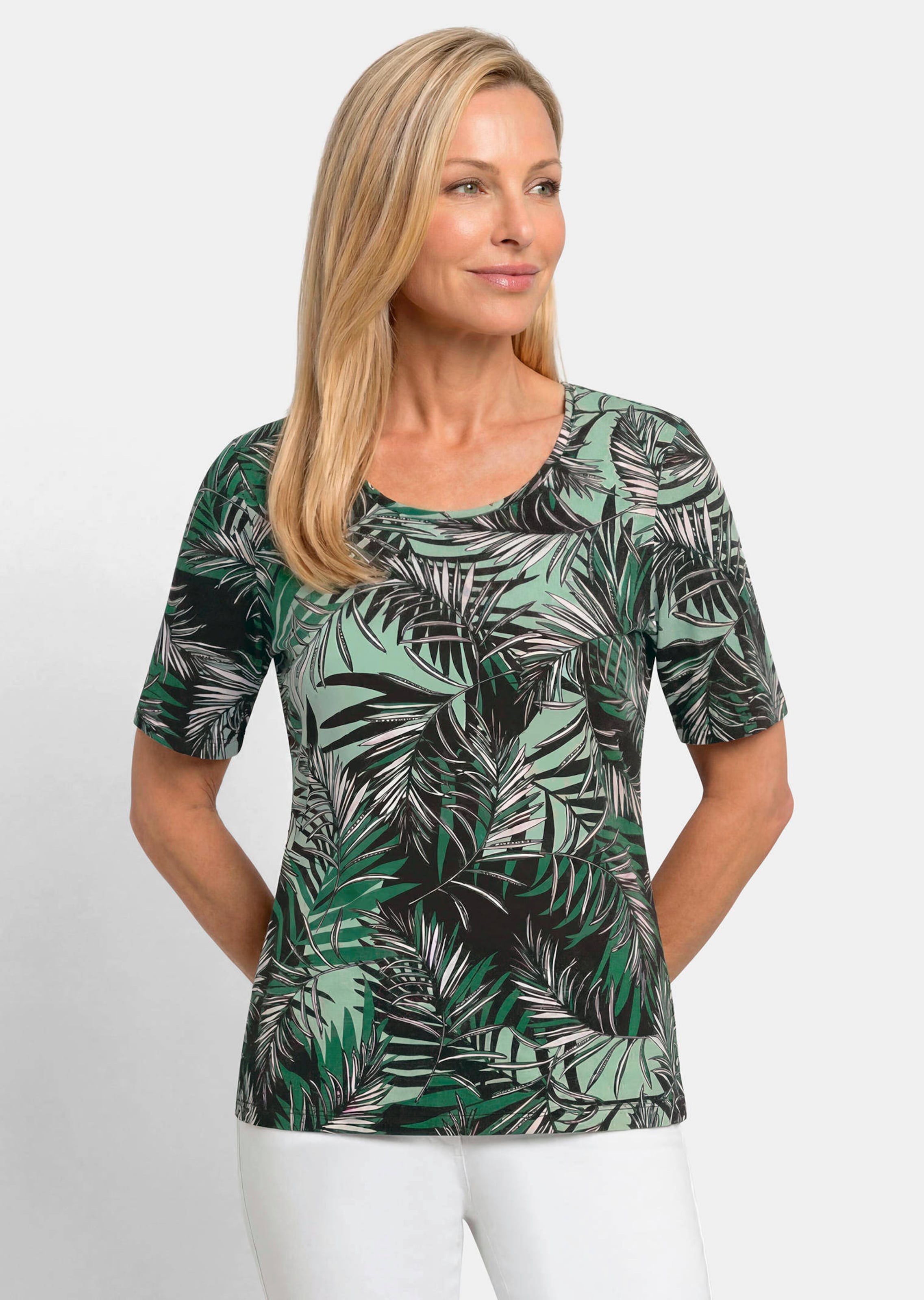 Shirt van viscose met palmenprint