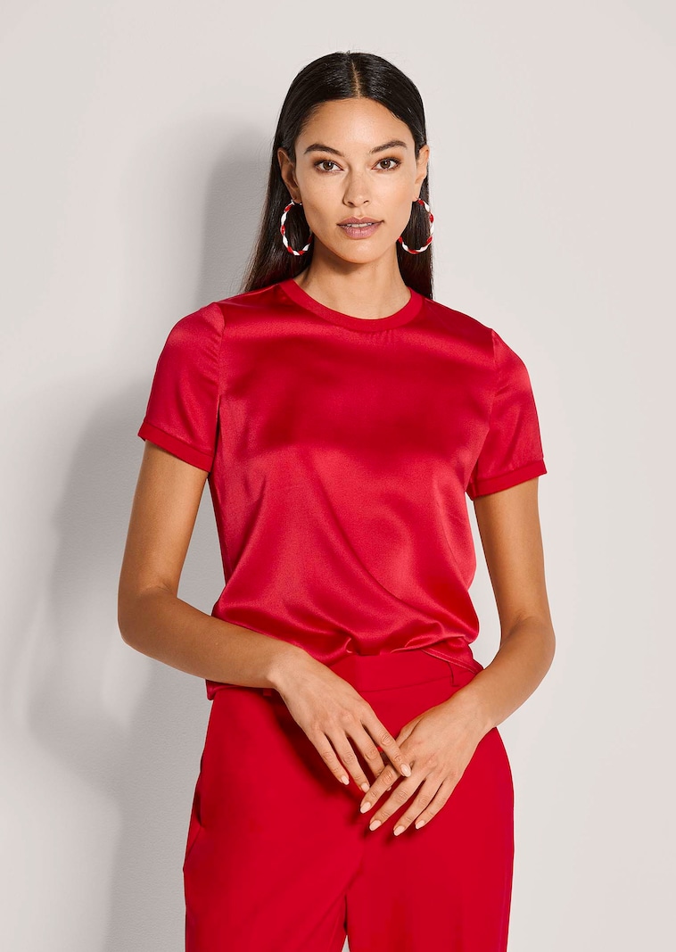 Blusenshirt aus Seide mit Rippenblenden